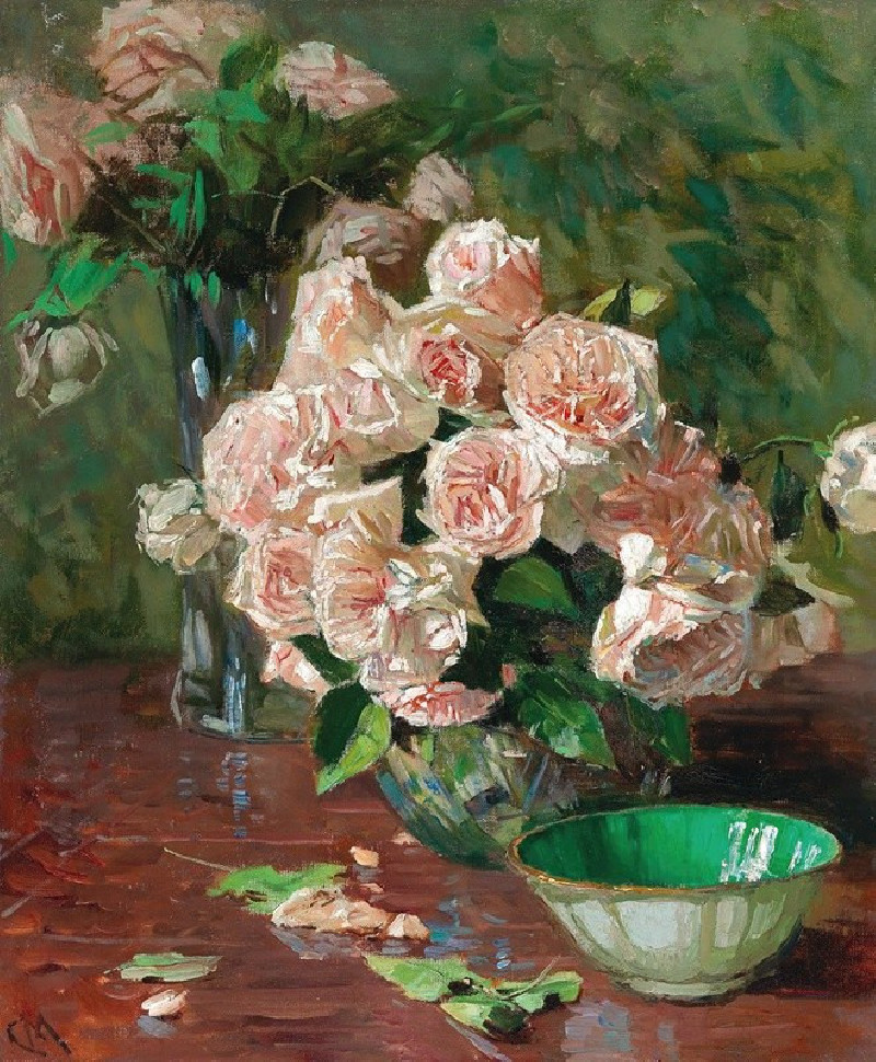 Weiße Rosen II (c. 1925) reproduction of painting by Carl Moll. ALL GICLEE PRINTS