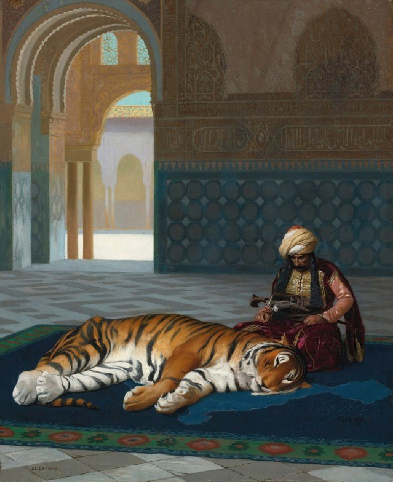 Le Tigre Et Le Gardien reproduction of painting by Jean-Léon Gérôme. ALL GICLEE PRINTS