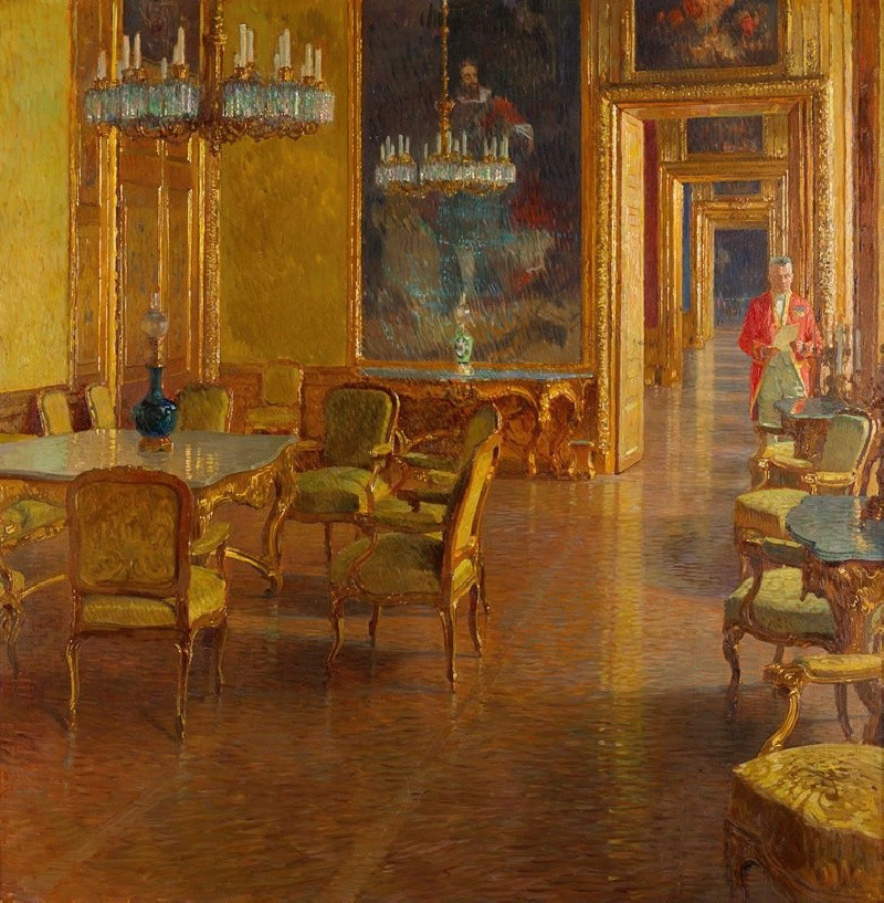 Interieur im Winterpalais des Prinzen Eugen von Savoyen in der Himmelpfortgasse (1907-1908) reproduction of painting by Carl ...