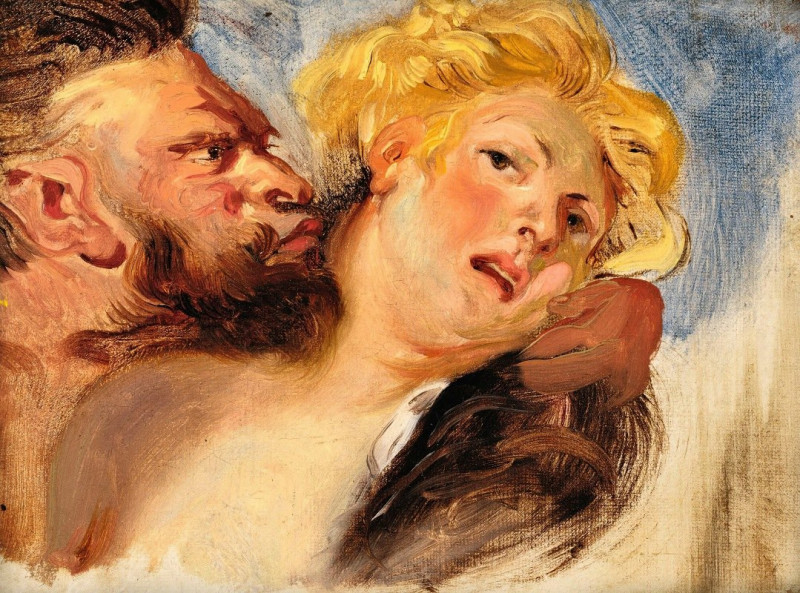 Satyr Embracing A Nymph, After Peter-Paul Rubens reproduction of painting by Eugène Delacroix. ALL GICLEE PRINTS