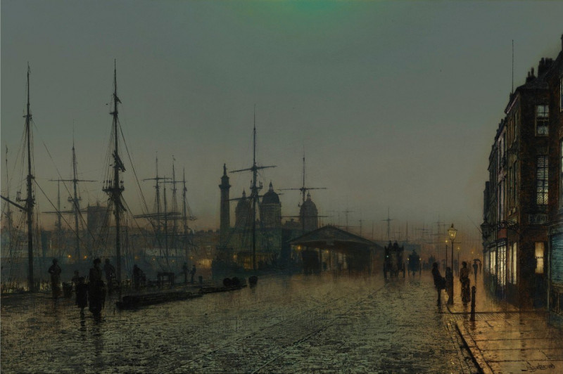 Hull Docks At Night reproduction of painting by John Atkinson Grimshaw. ALL GICLEE PRINTS