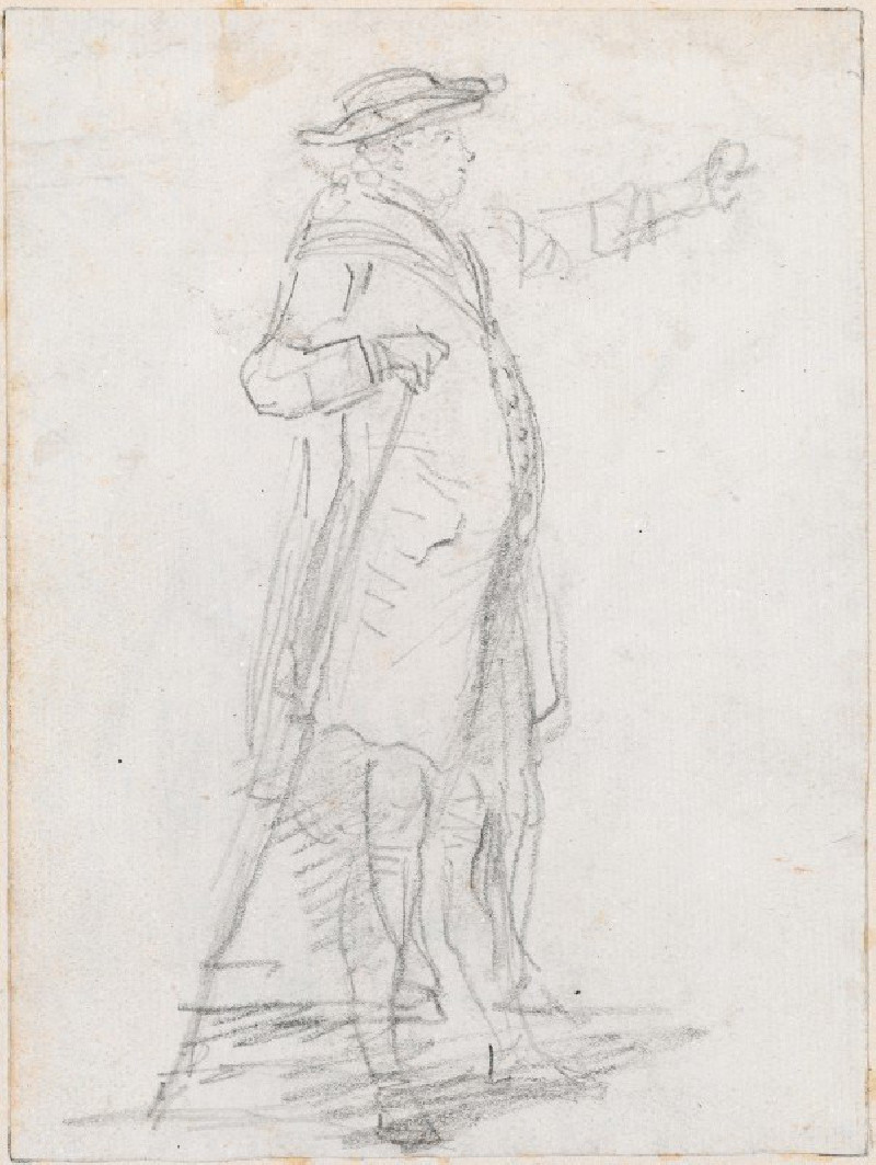 Hubert Robert reprodukcija Man with a Walking Stick, Seen in Profile (recto) (probably c. 1754-1765), VISOS REPRODUKCIJOS , p...