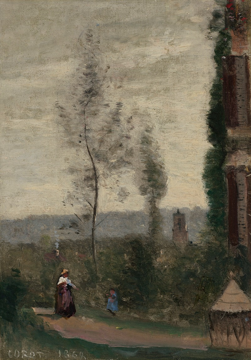 Coulommiers, le jardin de M. Preschez (1868) reproduction of painting by Jean-Baptiste-Camille Corot. ALL GICLEE PRINTS