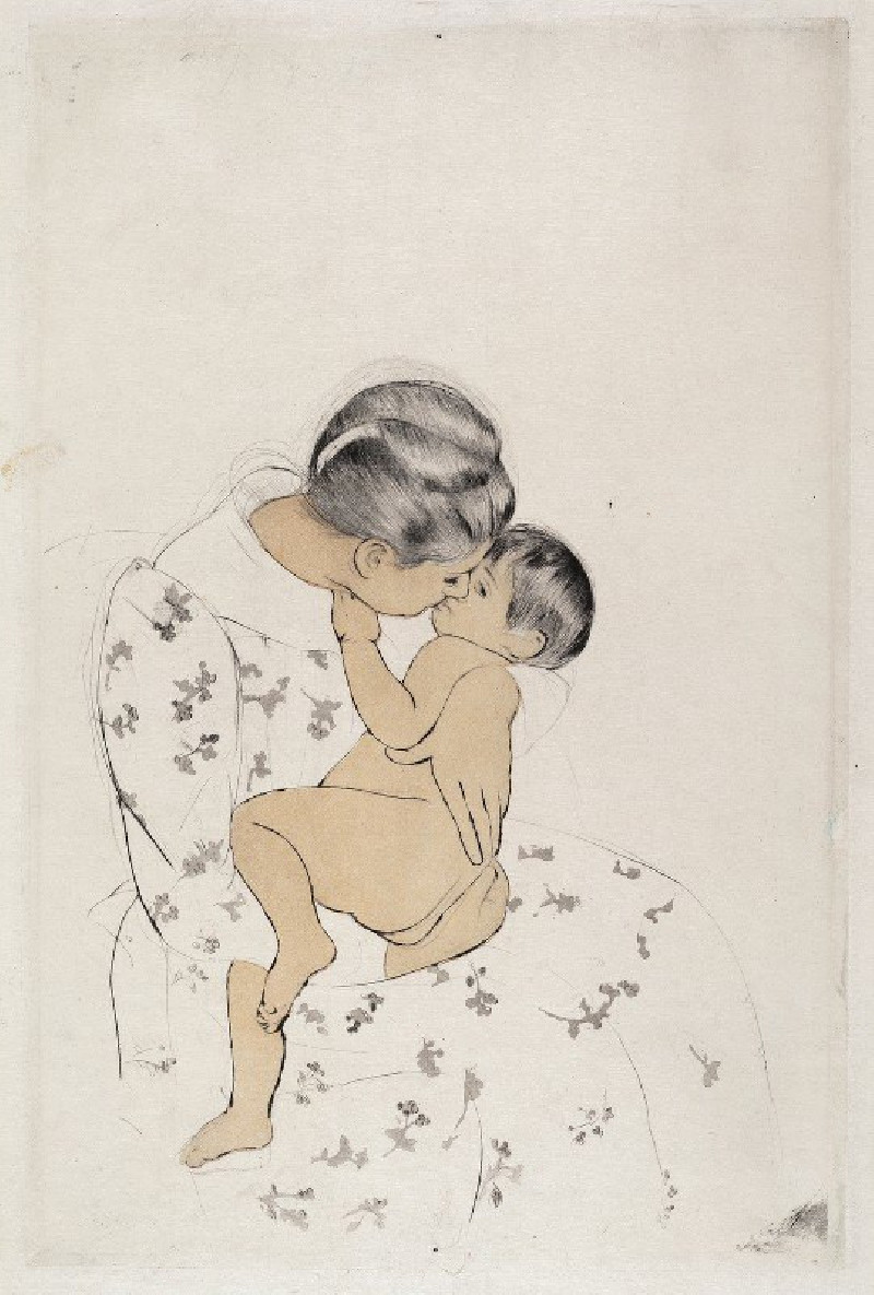 Mary Cassatt reprodukcija Mother’s Kiss (1890-1891), VISOS REPRODUKCIJOS , paveikslai, reprodukcijos internetu