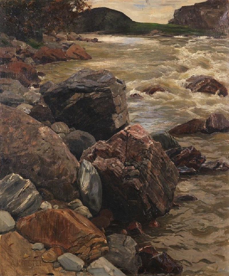 Am Eisack in Südtirol (Ca. 1890) reproduction of painting by Alexander Koester. ALL GICLEE PRINTS