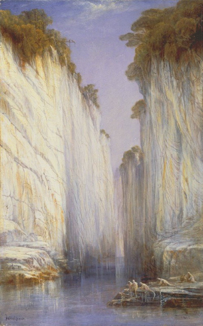 The Marble Rocks, Nerbudda Jubbolpore reproduction of painting by Edward Lear. ALL GICLEE PRINTS