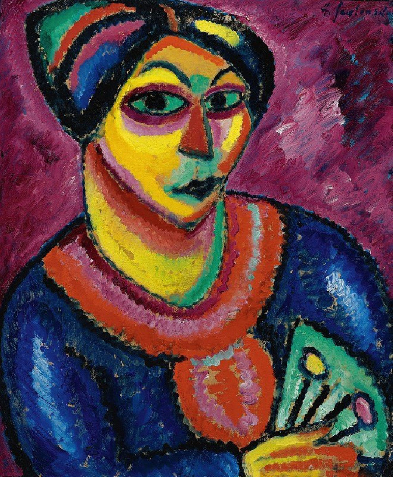 Alexej von Jawlensky reprodukcija Woman With A Green Fan (1912), VISOS REPRODUKCIJOS , paveikslai, reprodukcijos internetu