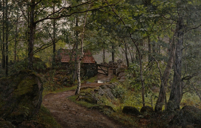 Under trærne, Hoven ved Mandal (1908) reproduction of painting by Amaldus Nielsen. ALL GICLEE PRINTS