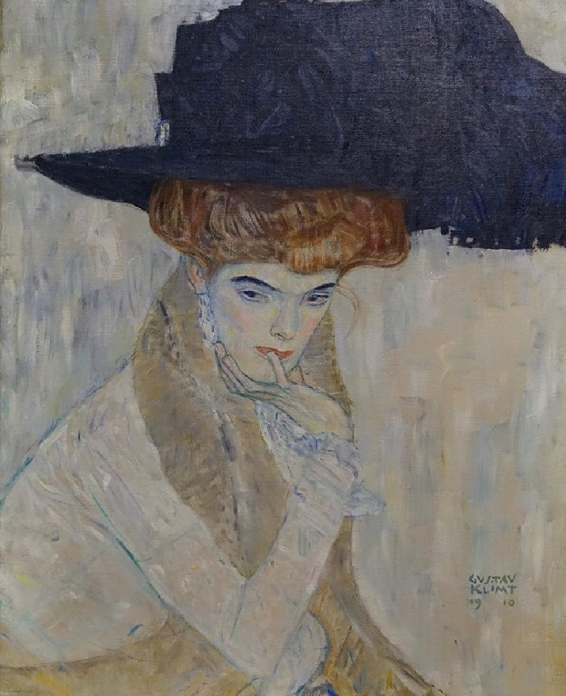 Gustav Klimt reprodukcija The Black-Feathered Hat (1910), VISOS REPRODUKCIJOS , paveikslai, reprodukcijos internetu