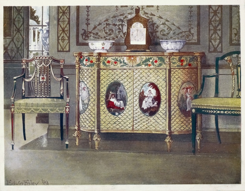 Painted commode and chairs (1910 - 1911) reproduction of painting by Edwin Foley. ALL GICLEE PRINTS