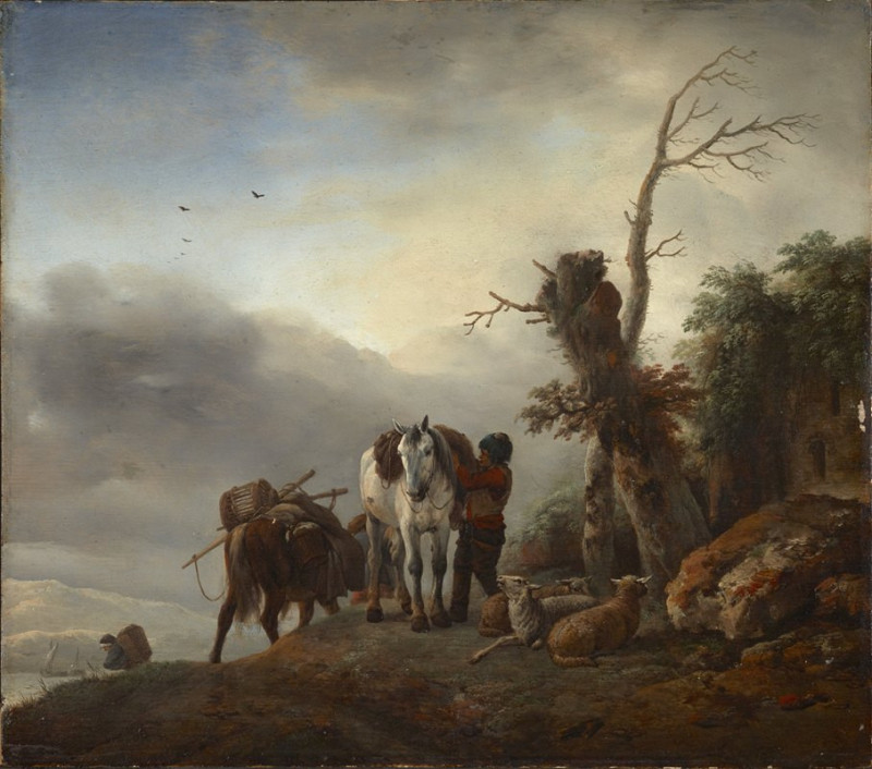 Landscape with Packhorses (1660) reproduction of painting by Philips Wouwerman. ALL GICLEE PRINTS