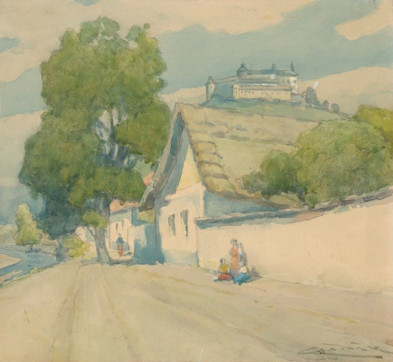 Krásnohorské podhradie (1925–1930) reproduction of painting by Ľudovít Čordák. ALL GICLEE PRINTS