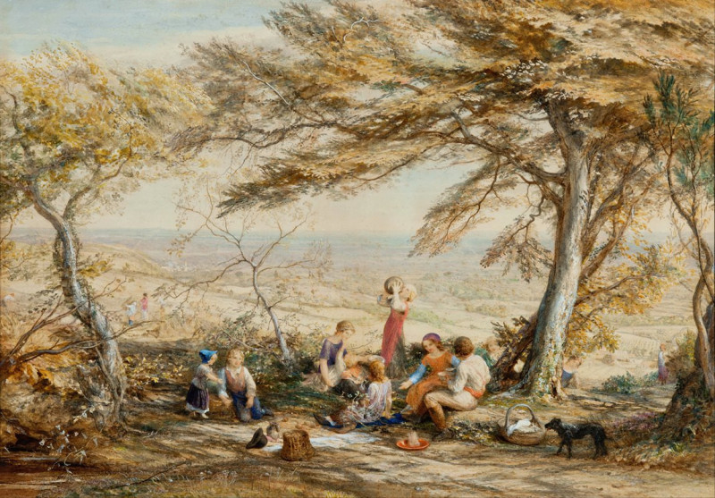 The rustic dinner (circa 1853) reproduction of painting by Samuel Palmer. ALL GICLEE PRINTS