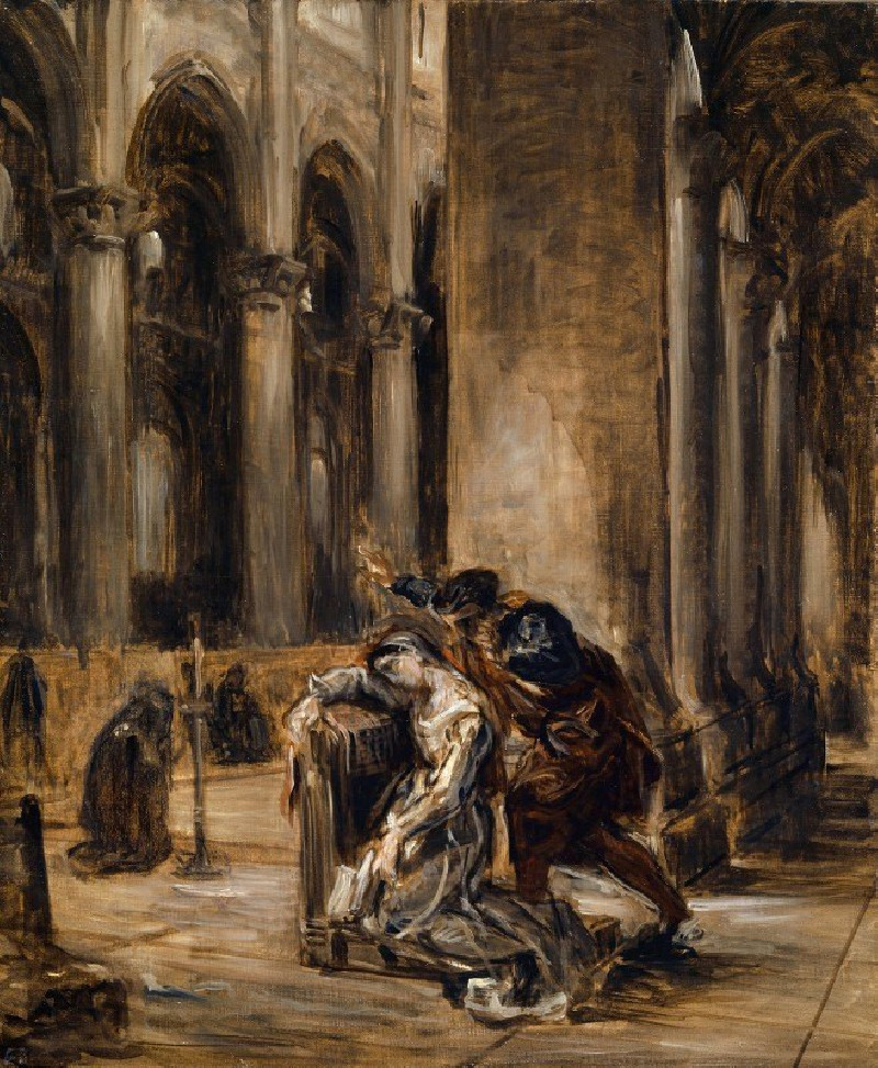 Eugène Delacroix reprodukcija Gretchen in the Church (Goethe, Faust Part I, scene in the cathedral) (1850), VISOS REPRODUKCIJ...