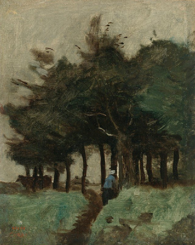 Boulogne-Sur-Mer, Sentier Creux Dominé par Les Arbres reproduction of painting by Jean-Baptiste-Camille Corot. ALL GICLEE PRINTS