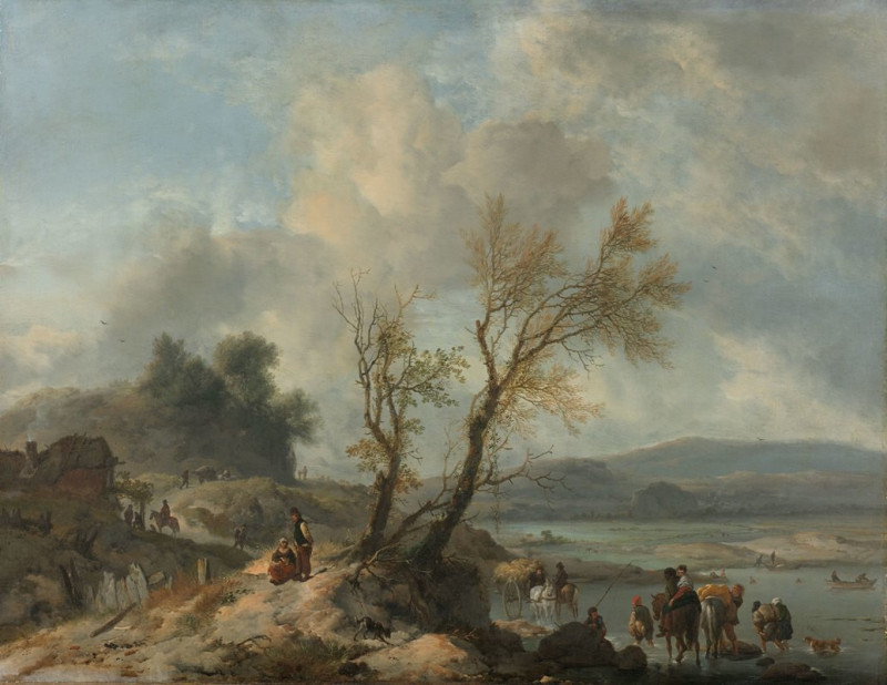 Landscape with Sandy Path beside a River (c. 1655) reproduction of painting by Philips Wouwerman. ALL GICLEE PRINTS