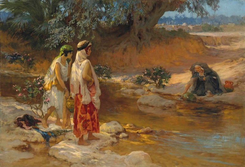 On the Banks of the Wadi reproduction of painting by Frederick Arthur Bridgman. ALL GICLEE PRINTS