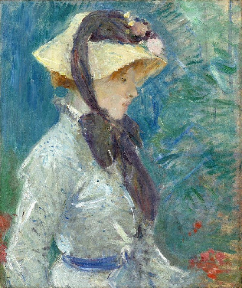 Young Woman with a Straw Hat (1884) reproduction of painting by Berthe Morisot. ALL GICLEE PRINTS