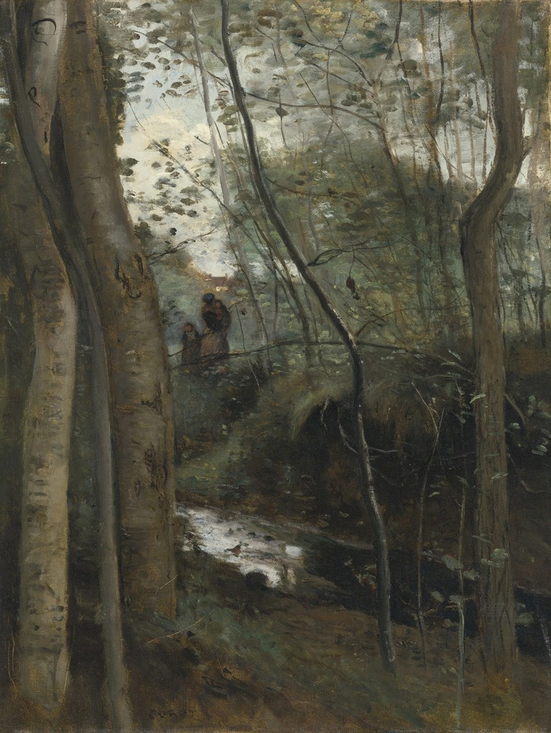 Un ruisseau sous bois reproduction of painting by Jean-Baptiste-Camille Corot. ALL GICLEE PRINTS