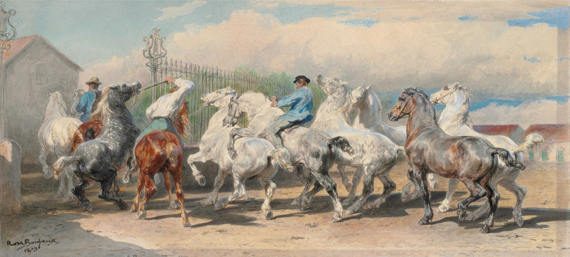 Rosa Bonheur reprodukcija Return from the Horse Fair (1873), VISOS REPRODUKCIJOS , paveikslai, reprodukcijos internetu