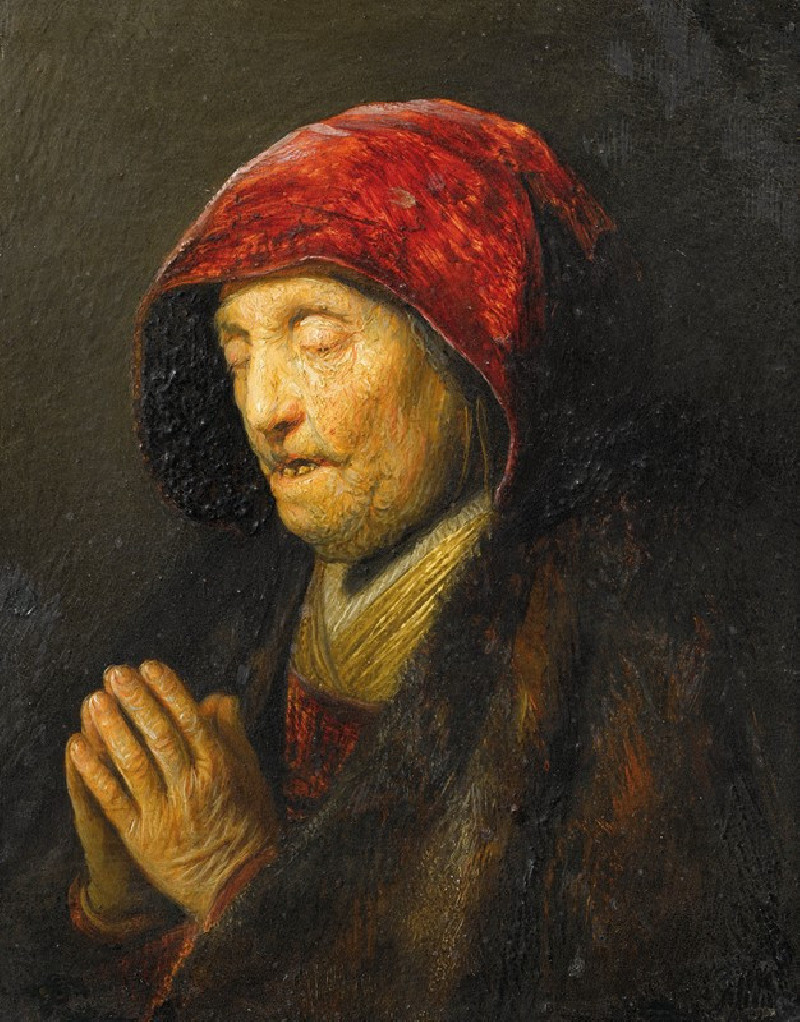 Old woman praying (1629-1630) reproduction of painting by Rembrandt van Rijn. ALL GICLEE PRINTS