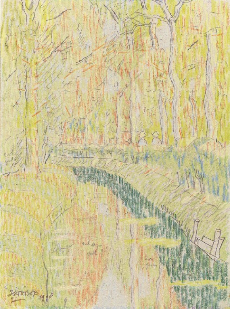 Vaart tussen bomen (1908) reproduction of painting by Jan Toorop. ALL GICLEE PRINTS