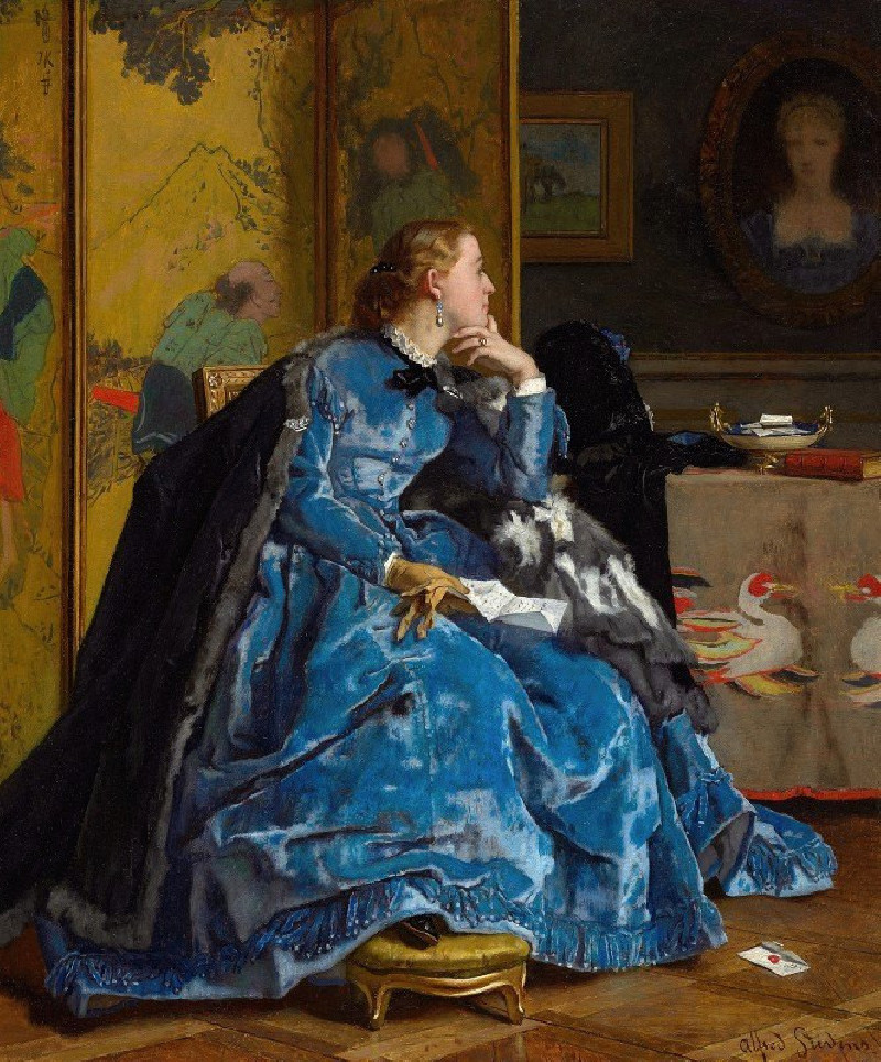 A Duchess (The Blue Dress) (c. 1866) reproduction of painting by Alfred Stevens. ALL GICLEE PRINTS