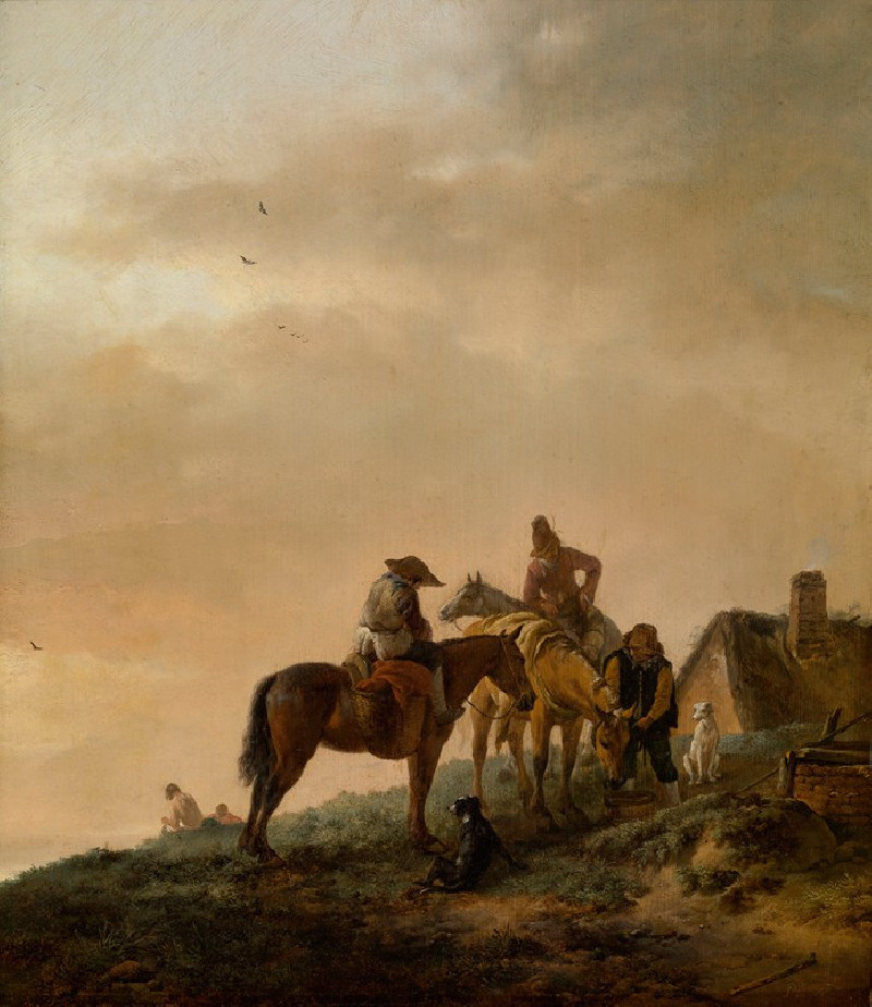 Philips Wouwerman reprodukcija Horseman’s Stop, VISOS REPRODUKCIJOS , paveikslai, reprodukcijos internetu