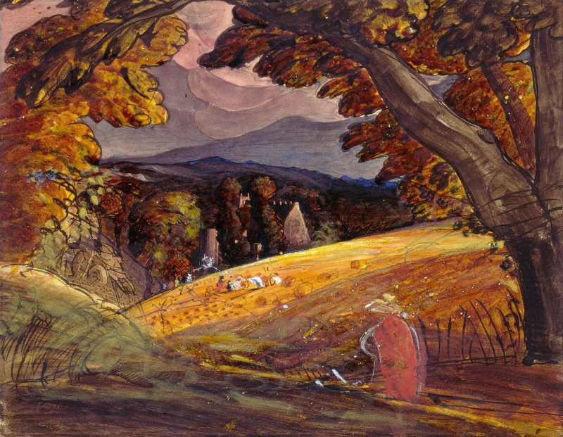 Harvesters by Firelight (1830) reproduction of painting by Samuel Palmer. ALL GICLEE PRINTS