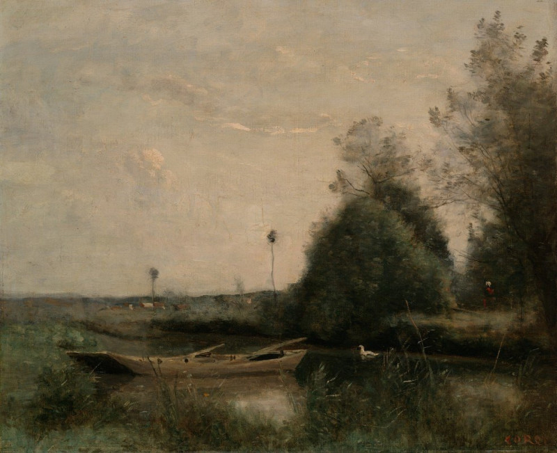 A Pond in Mortain (ca. 1860–70) reproduction of painting by Jean-Baptiste-Camille Corot. ALL GICLEE PRINTS