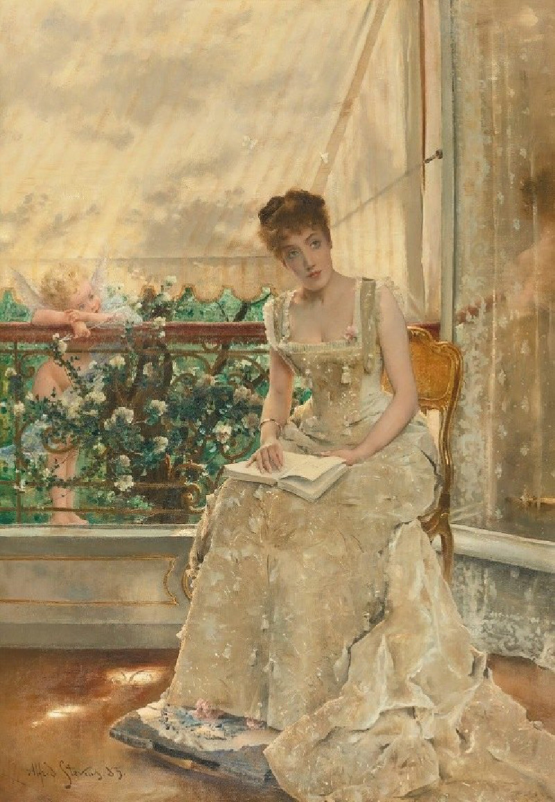 Alfred Stevens reprodukcija La Femme Et L’amour (L’amour Qui Vient) (1885), VISOS REPRODUKCIJOS , paveikslai, reprodukcijos i...