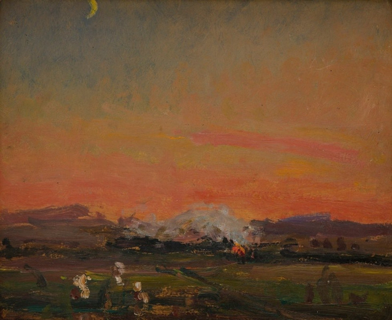 In the Field (Sunset in the Ukraine) (1906) reproduction of painting by Jan Stanislawski. ALL GICLEE PRINTS