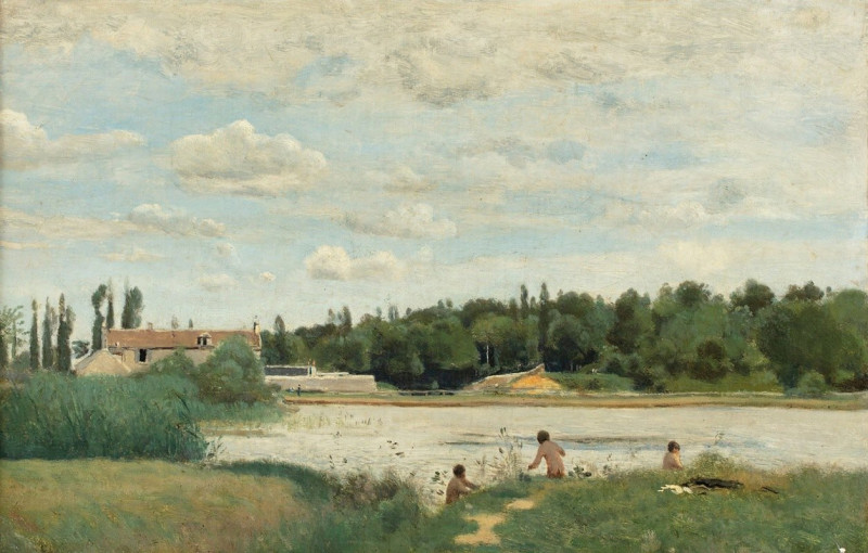 Jean-Baptiste-Camille Corot reprodukcija The Bath, VISOS REPRODUKCIJOS , paveikslai, reprodukcijos internetu