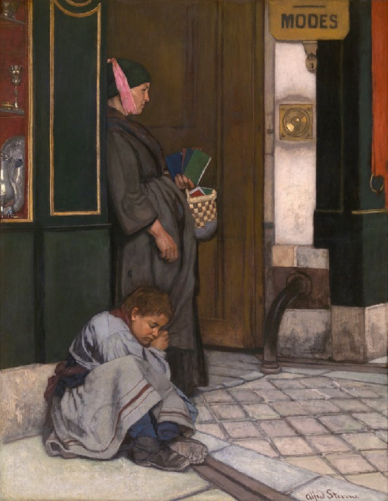 Begging Tolerated reproduction of painting by Alfred Stevens. ALL GICLEE PRINTS