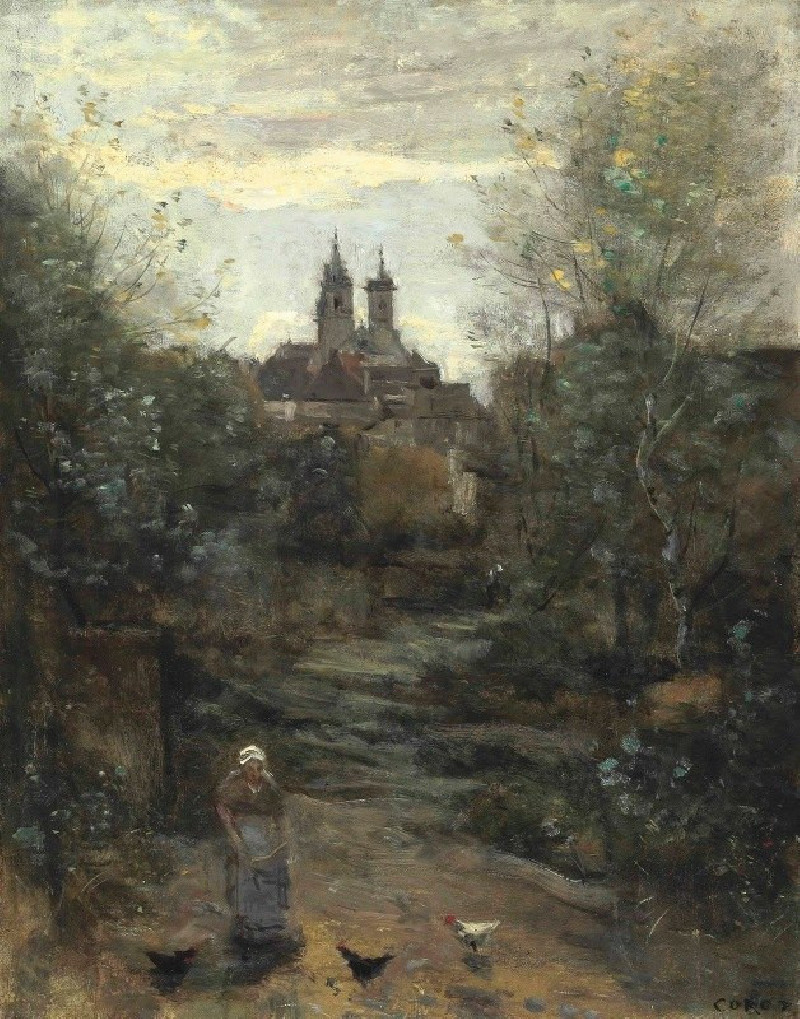 Jean-Baptiste-Camille Corot reprodukcija Semur, Le Chemin De L’église (circa 1855-1860), VISOS REPRODUKCIJOS , paveikslai, re...