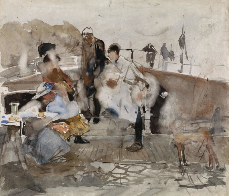 George Hendrik Breitner reprodukcija Gezelschap op een boot (1867 - 1923), VISOS REPRODUKCIJOS , paveikslai, reprodukcijos in...