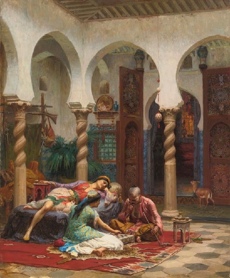 Idle Moments (1875) reproduction of painting by Frederick Arthur Bridgman. ALL GICLEE PRINTS