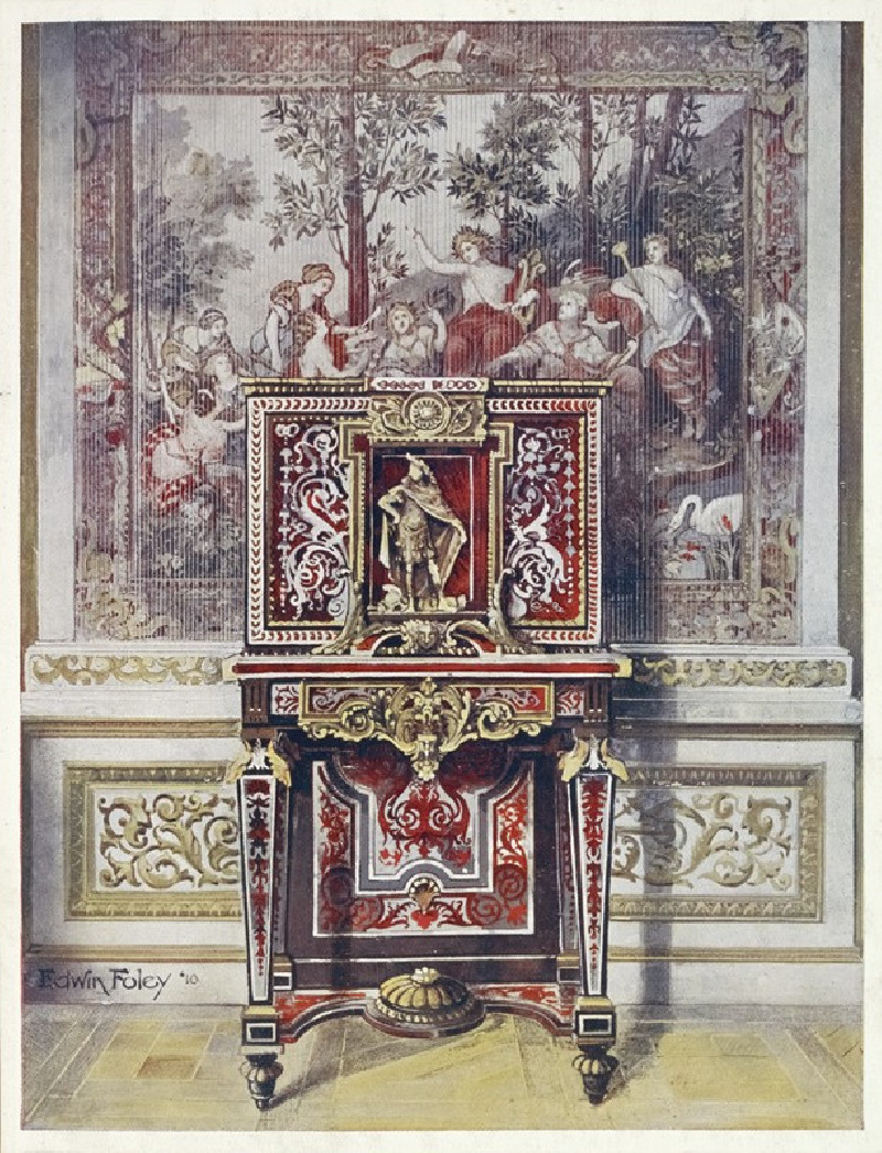 Coffret de mariage. Boulle. Musée du Louvre, Paris. (1910 - 1911) reproduction of painting by Edwin Foley. ALL GICLEE PRINTS