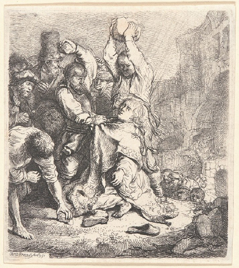 The Stoning of St. Stephen (1635) reproduction of painting by Rembrandt van Rijn. ALL GICLEE PRINTS