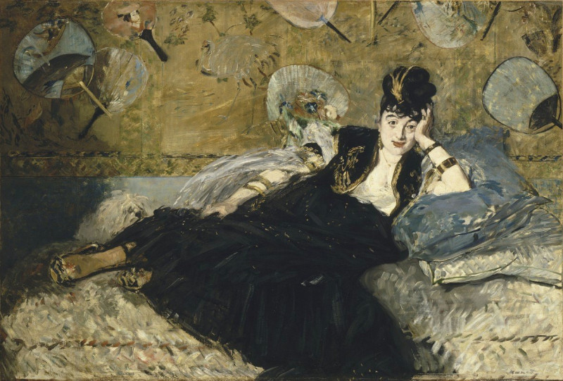 Woman With Fans (1873) reproduction of painting by Edouard Manet. ALL GICLEE PRINTS