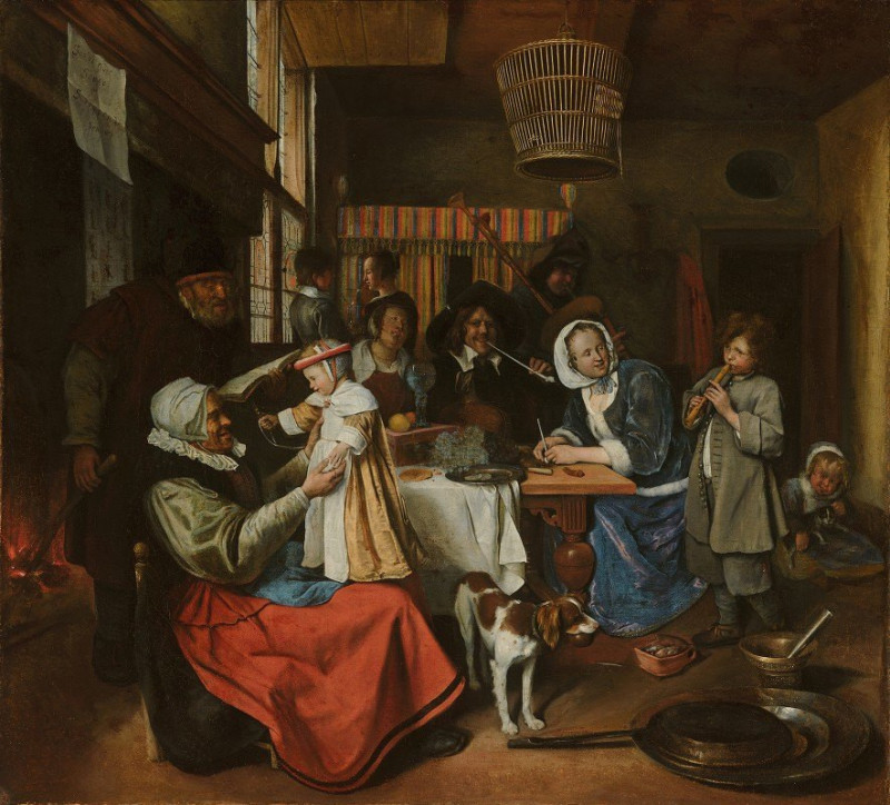 Jan Steen reprodukcija ‘As the Old Sing,so Pipe the Young’ (c. 1663 - 1665), VISOS REPRODUKCIJOS , paveikslai, reprodukcijos ...