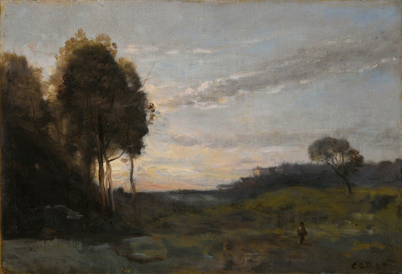 Jean-Baptiste-Camille Corot reprodukcija Personage Dans Un Paysage, VISOS REPRODUKCIJOS , paveikslai, reprodukcijos internetu