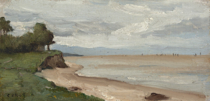 Beach near Etretat (c. 1872) reproduction of painting by Jean-Baptiste-Camille Corot. ALL GICLEE PRINTS