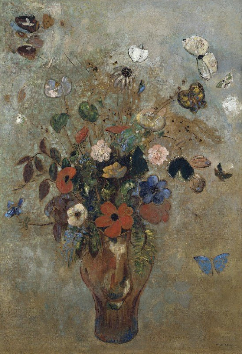 Still Life with Flowers (1905) reproduction of painting by Odilon Redon. Still-life