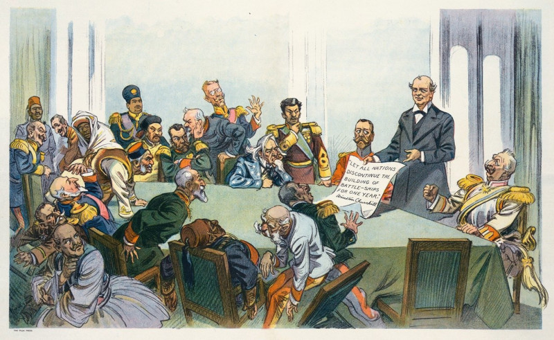 How the peace congress receives its first practical suggestion (1913) reproduction of painting by Udo Keppler. ALL GICLEE PRINTS