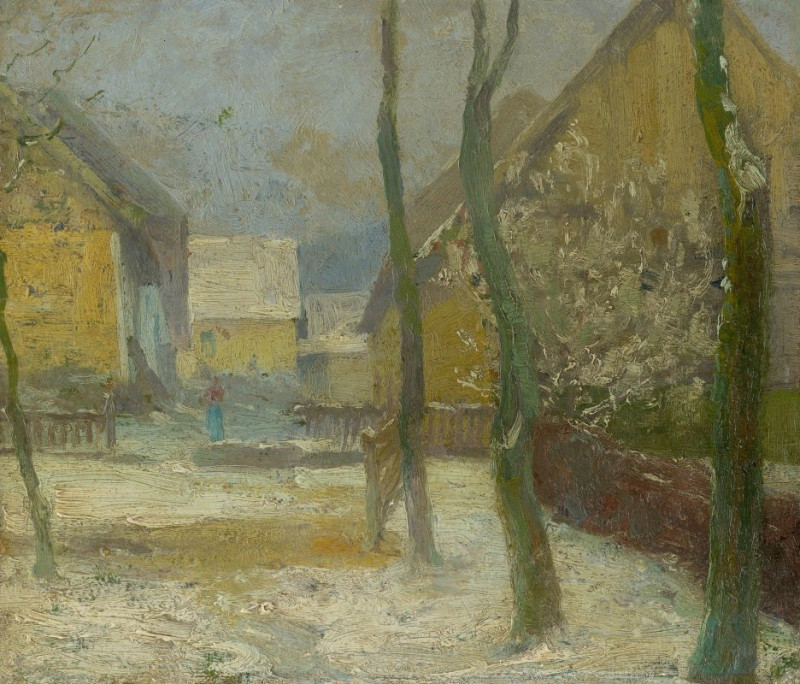 Artist’s Courtyard in Slanec in Winter (1907) reproduction of painting by Ľudovít Čordák. ALL GICLEE PRINTS