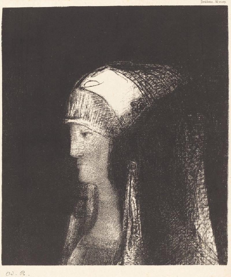 Druidesse (1892) reproduction of painting by Odilon Redon. ALL GICLEE PRINTS