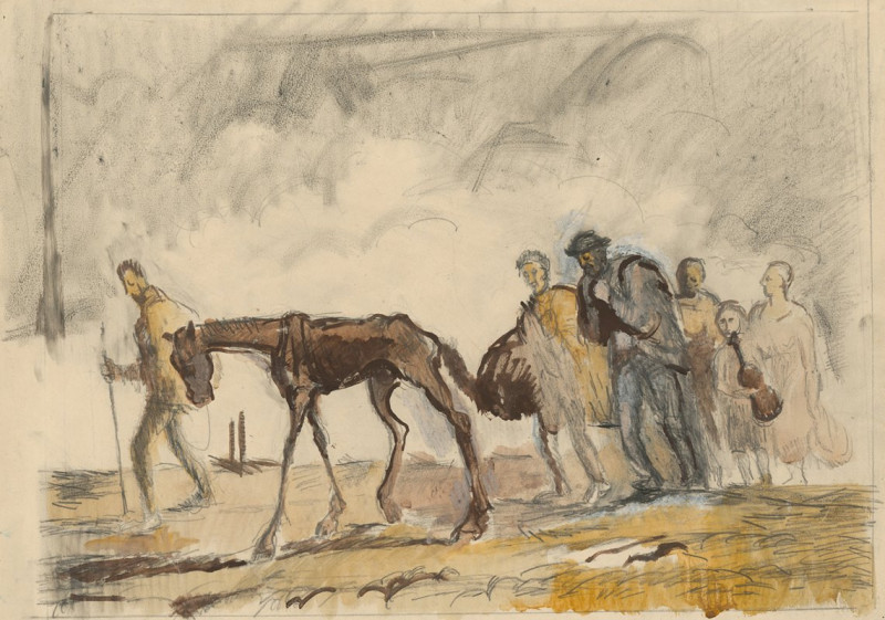 Study for the Lithograph Refugees (1944) reproduction of painting by Cyprián Majerník. ALL GICLEE PRINTS