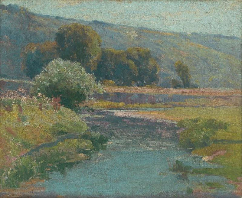 Landscape with a flooded stream (1917) reproduction of painting by Ľudovít Čordák. ALL GICLEE PRINTS