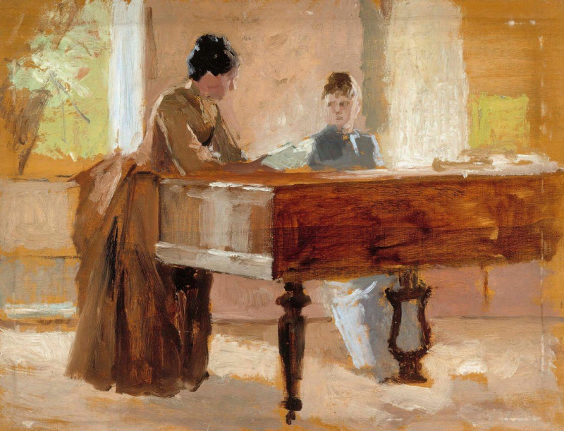 In The Drawing Room At Haikko, Study For An Old Tune (1888) reproduction of painting by Albert Edelfelt. ALL GICLEE PRINTS